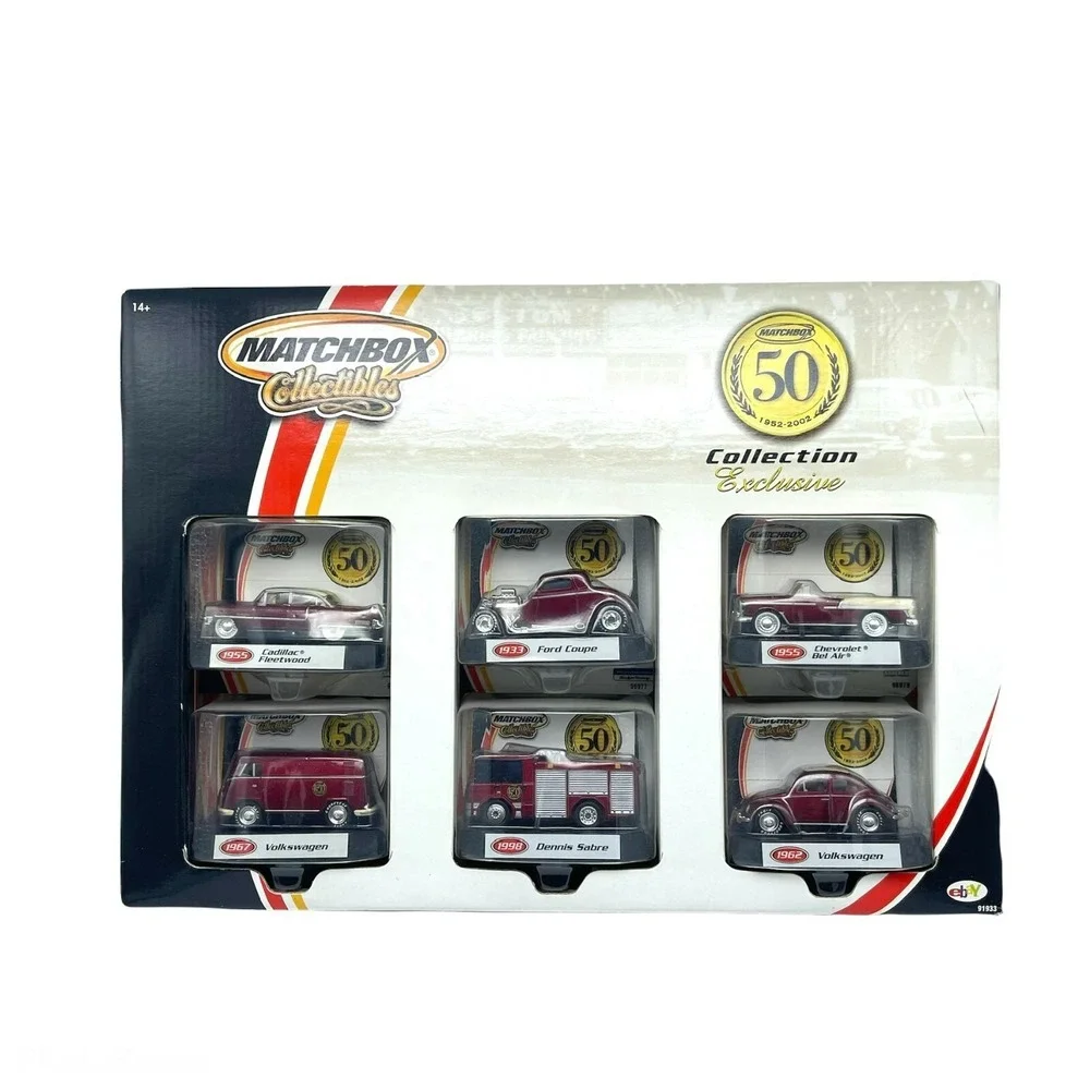 Matchbox 50 Collection Cadillac Ford Chevrolet Volkswagen Dennis Sabre 6 Car Set